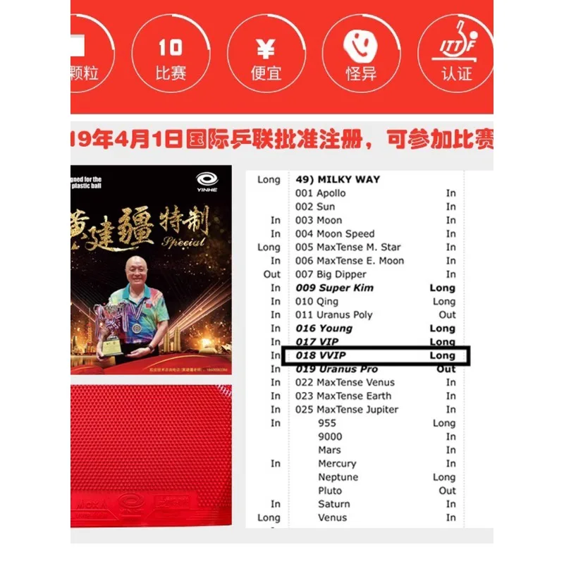 YINHE MOXA VVIP/Special Guma d – Table Tennis Xiom Rubber recenzja i cena
